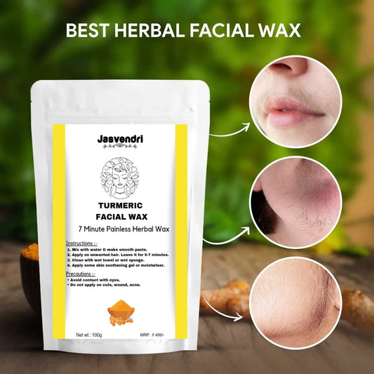 Turmeric Facial Wax - 7 Minute Painless Herbal Wax Powder (100g) |Face Hair Remova