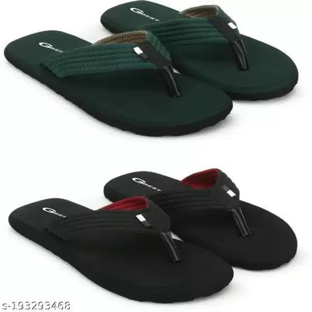 Slippers for Men (Green & Black, 6) (Pack of 2)