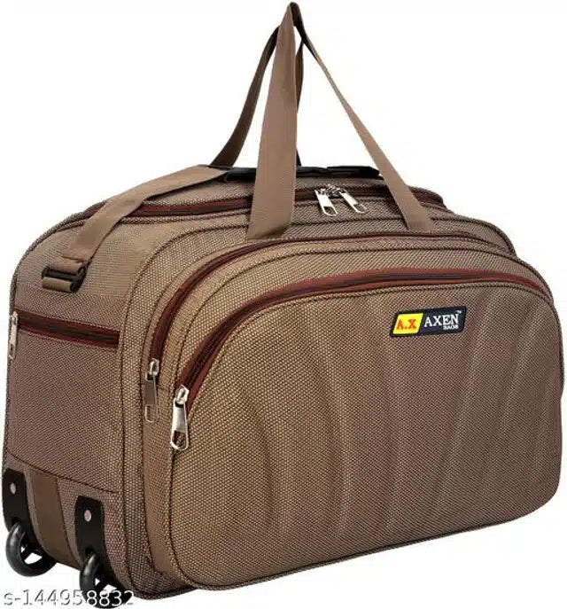 Polyester Trolley Duffel Bag for Men & Women (Brown)