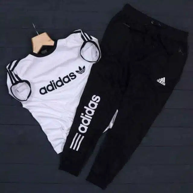 Printed Track Suit for Men (Black & White, S)