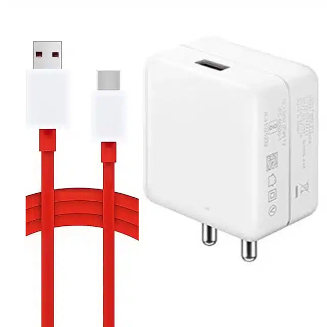 Charging Adapter with Type-C Cable Compatible with Oneplus & Other Smart Phones (White) (UKP-7)