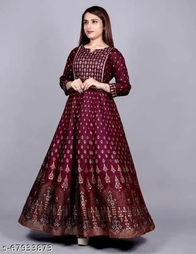 Rayon Printed Kurti for Women (Maroon, XXL)