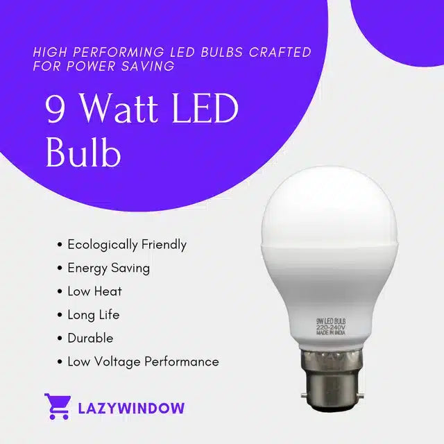 Plastic 9 Watt LED Bulb for Home (White, Pack of 5)