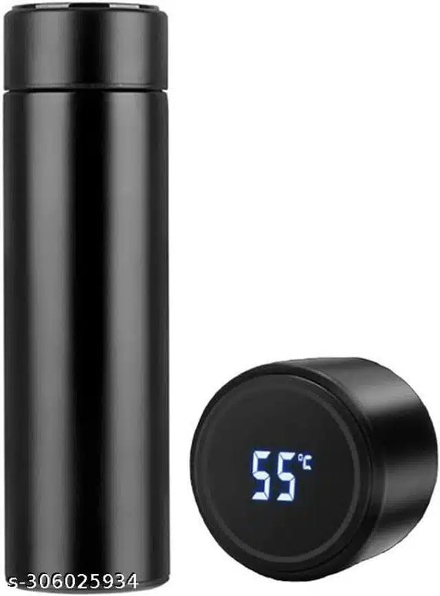 Stainless Steel Flask Bottle with Temperature Display (Black, 500 ml)