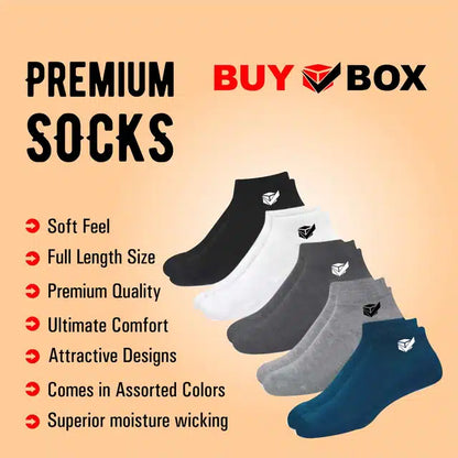 Fashionable Low Length Ankle Socks (Multicolor, Free Size) (Set of 5)