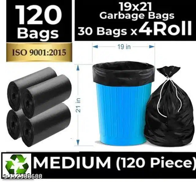 Biodegradable Garbage Bags (Black, 19x21 inches) (Set of 4)