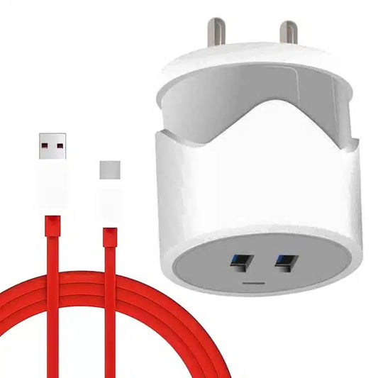 Super Fast Mobile Charger With Type C Data Cable (Pack of 1, White & Red)