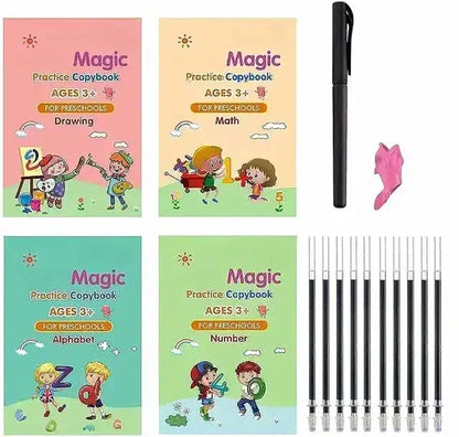 K Kudos Magic Practice Copybook & Number Tracing Book With Pen (Pack Of 15)