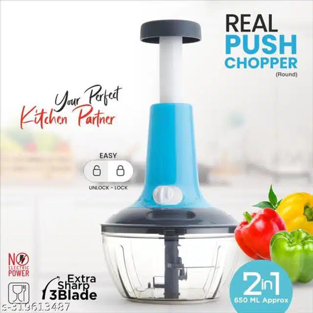 Plastic Manual Chopper (Multicolor, 650 ml)