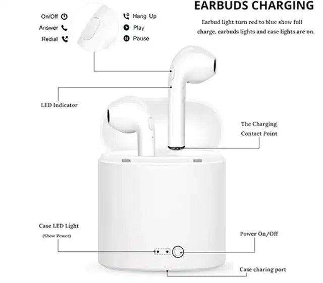 Wireless Bluetooth Earbuds with Charging Case (White)