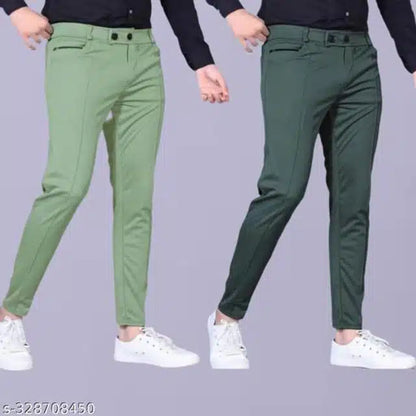 Lycra Track Pants for Men (Green, 28) (Pack of 2)