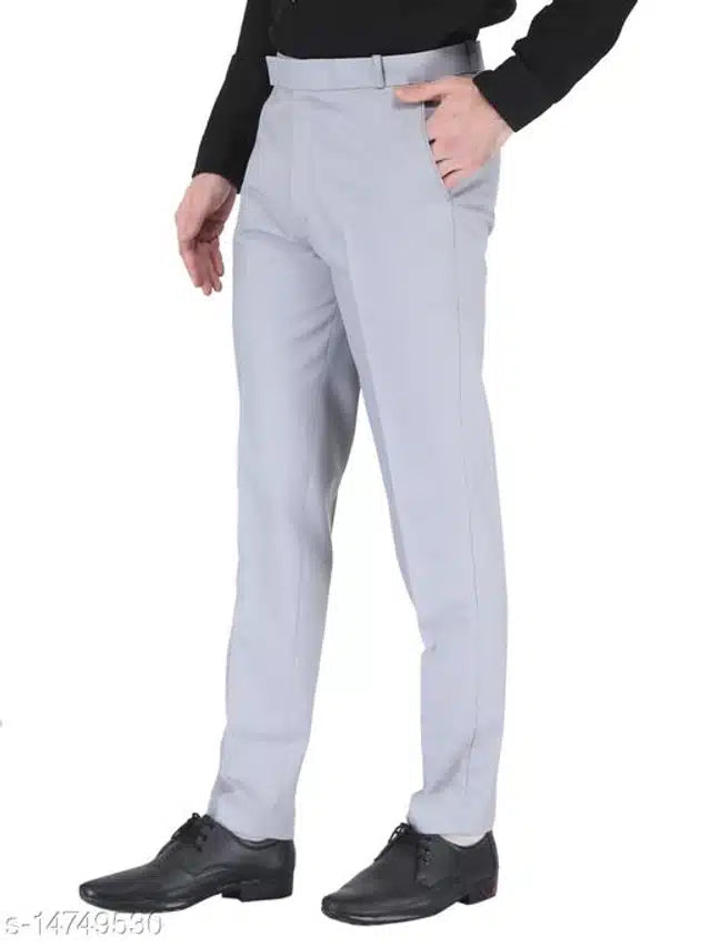 Cotton Blend Trouser for Men (Grey, 28)