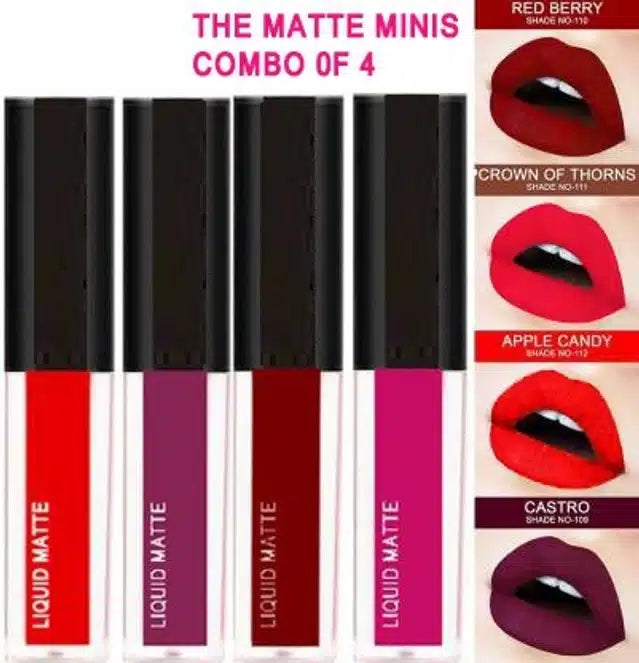 Flengo Matte Lipsticks Combo (Multicolor, Pack of 4)