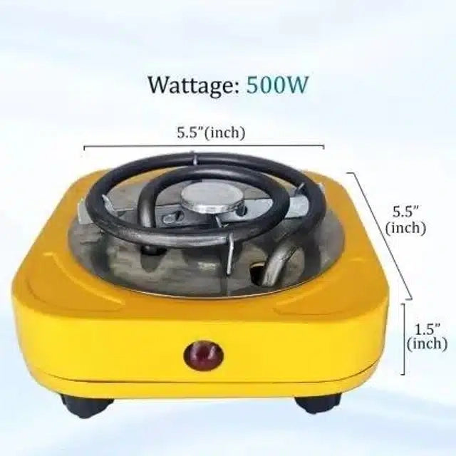 Mini Travel Hot Plate Radiant Cooktop (Yellow, Push Button)