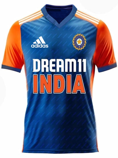 Rohit Sharma World Cup Cricket Jersey for Men (Blue & Orange, S)