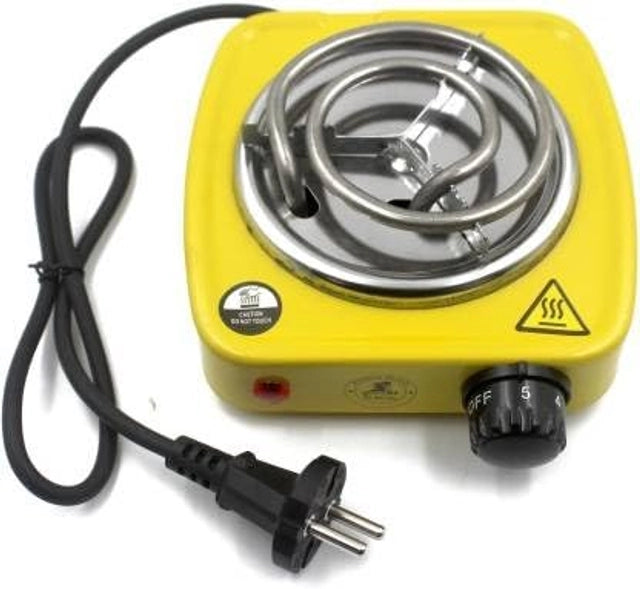 Mini Travel Hot Plate Radiant Cooktop (Yellow, Push Button)