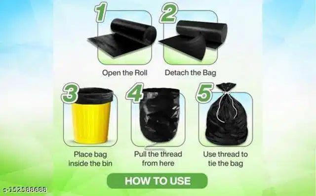 Biodegradable Garbage Bags (Black, 19x21 inches) (Set of 4)