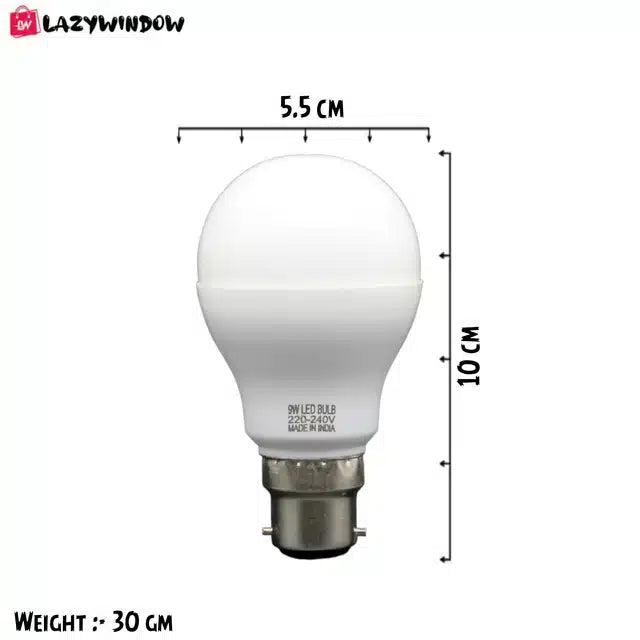 Plastic 9 Watt LED Bulb for Home (White, Pack of 5)