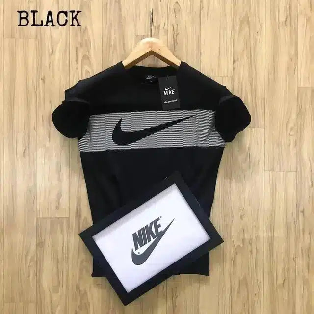 Round Neck Casual T-shirt for Men (Black, XXL)