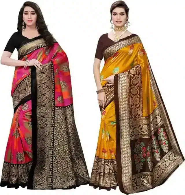 Svb Mysore Silk Saree For Women (Multicolor, Pack Of 2) (C-250)