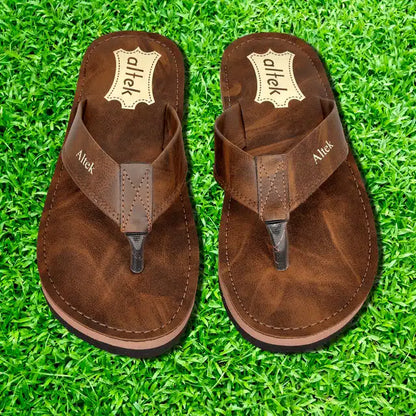 Flip Flops for Men (Brown, 6)