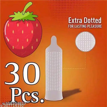 Xebok Strawberry Flavoured Dotted Condoms (Pack of 30)