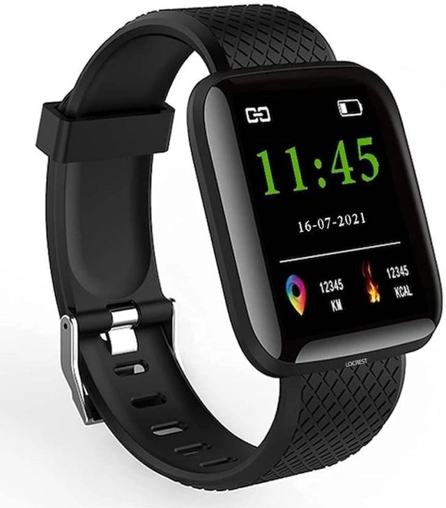 ID 116 Smartwatch for Men & Women (Black)