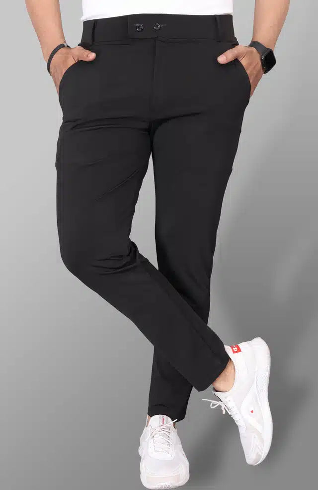 Lycra Blend Trouser for Men (Black, 28)