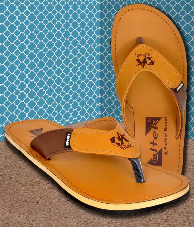 Flip Flops for Men (Tan, 6)